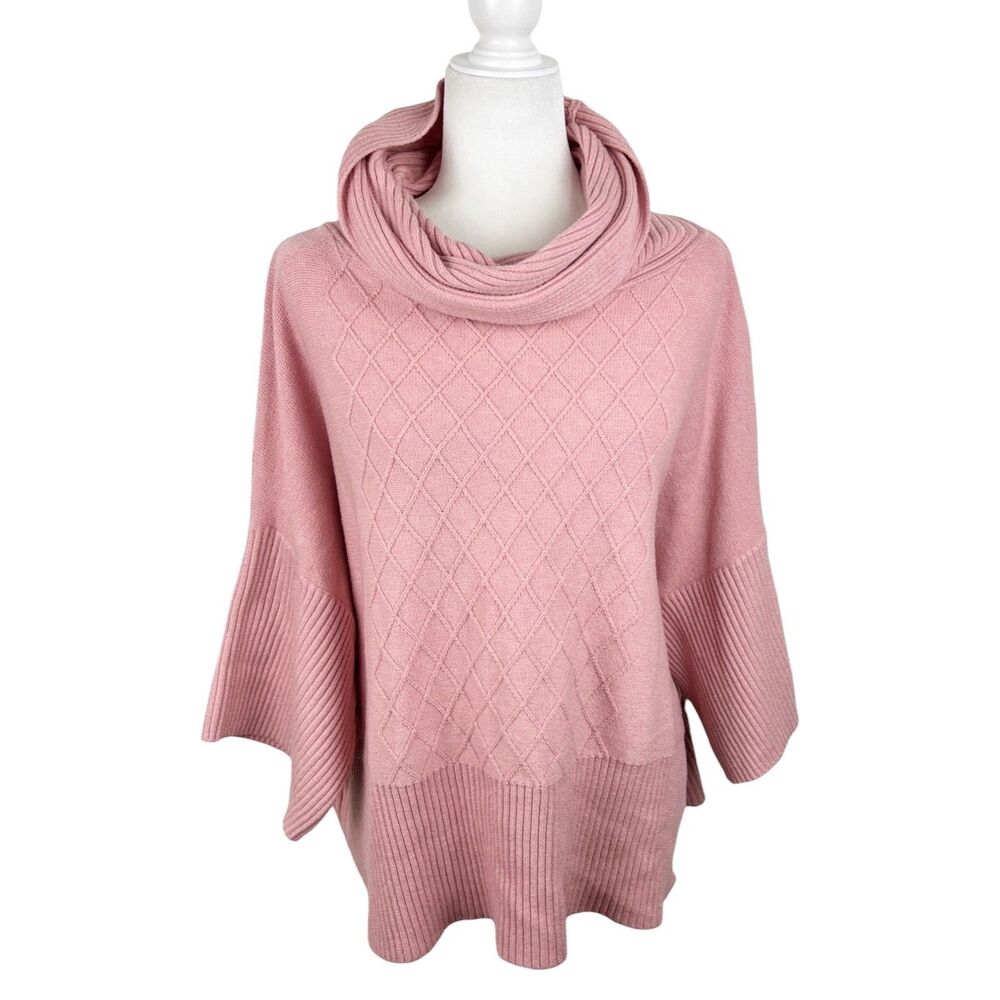 Andrea Jovine Sweater Women Small / Medium Pink Boxy Turtleneck Knit Pullover